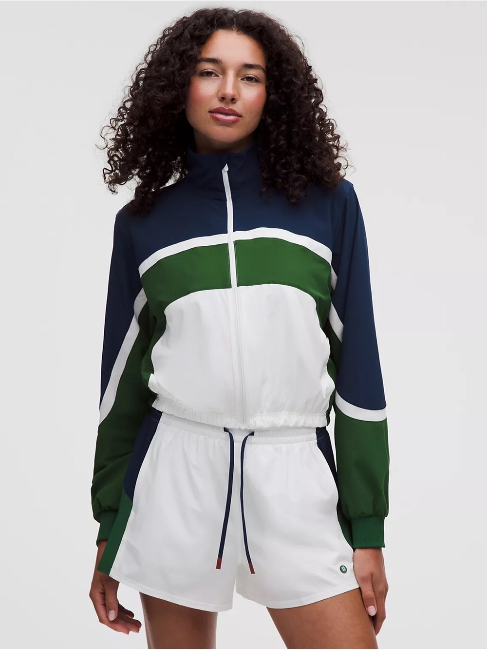 NWT Lululemon Court Champ Side Pleat Color Block Track Shorts - Navy & Green